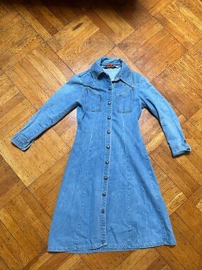 1970s Landlubber Denim Shirt Dress
